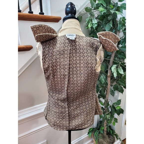 VTG Vanity Petite Tan Cotton Long Sleeve Single Breasted Buttons Front Blazer PP - Picture 8 of 12